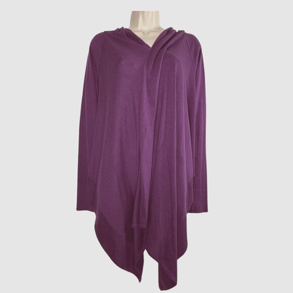 BCBG MAXAZRIA Plum Purple RUANA 85% Silk 15% Cashmere Wrap, Classy Romantic XS - Picture 1 of 7